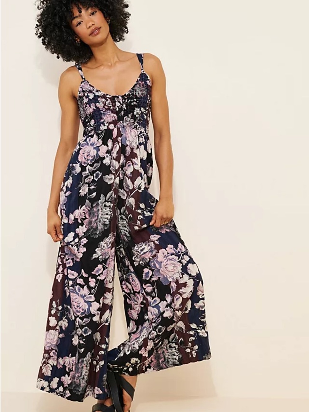 Free People Melrose Wide Leg Floral Jumpsuit